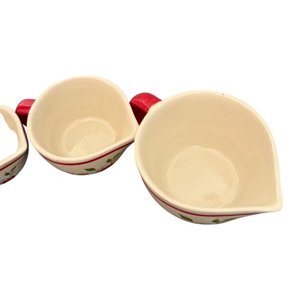 Cracker Barrel Measuring Cups Set Of 4 Apple Design Susan Winget Ceramic - Picture 9 of 11